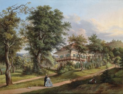 Park Landscape with Walkers in the Foreground by Vinzenz Kreuzer